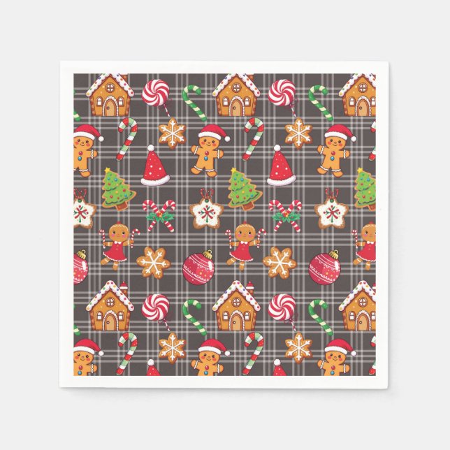 Servilleta De Papel Christmas Gingerbread Cookies Print Party Napkins (Anverso)