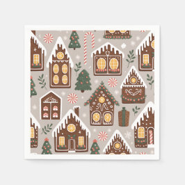 Servilleta De Papel Christmas Gingerbread Houses Holiday Pattern
