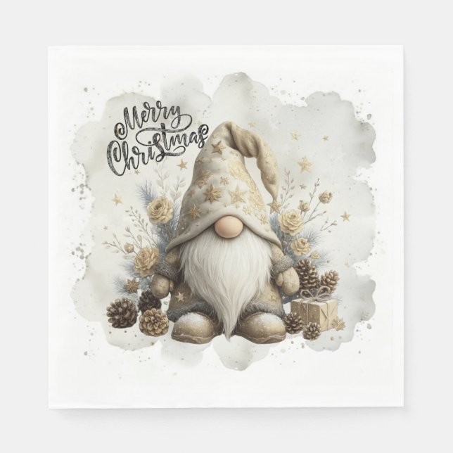 Servilleta De Papel Christmas Gnome Napkins (Anverso)