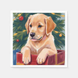 Servilleta De Papel Christmas Golden Retriever Puppy Present Holiday
