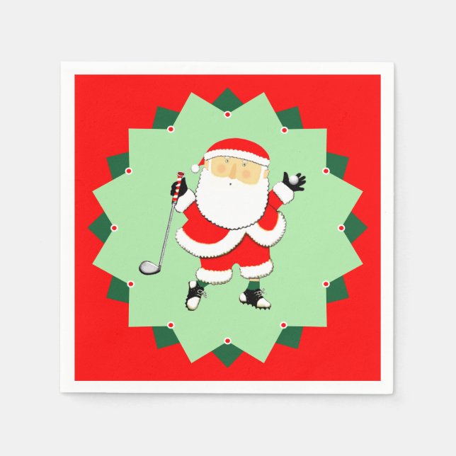 Servilleta De Papel Christmas Holiday Golf Party (Anverso)