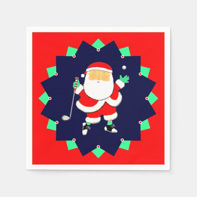 Servilleta De Papel Christmas Holiday Golf Party (Anverso)