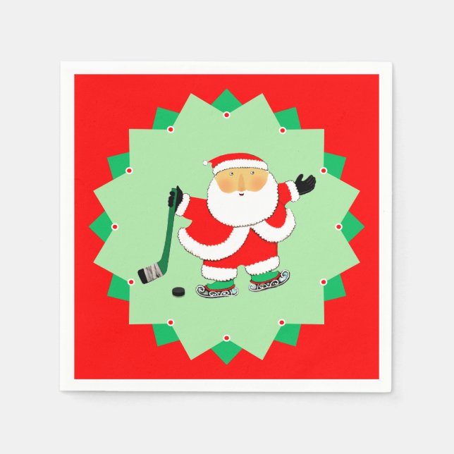 Servilleta De Papel Christmas Holiday Hockey Party (Anverso)