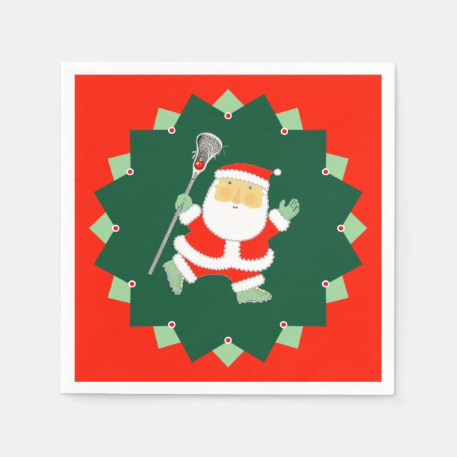 Servilleta De Papel Christmas Holiday Lacrosse Party (Anverso)
