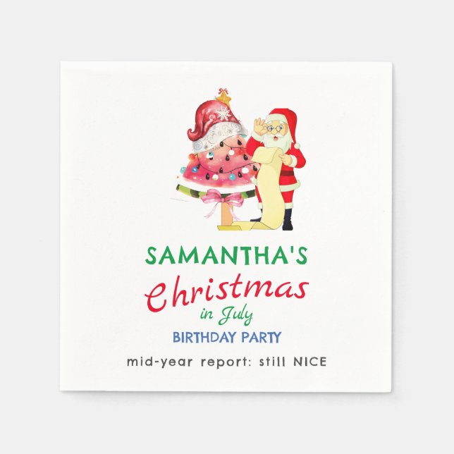 Servilleta De Papel Christmas in July Naughty / Nice Toddler Birthday (Anverso)
