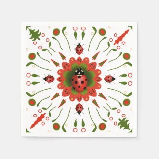 Servilleta De Papel Christmas Ladybug Red Green White Party Paper