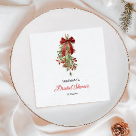 Servilleta De Papel Christmas Mistletoe Red Bow Bridal Shower