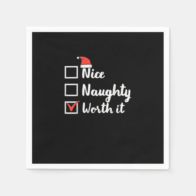 Servilleta De Papel Christmas Nice Naughty Worth It Funny  (Anverso)
