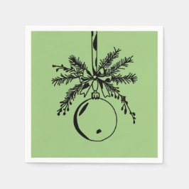 Servilleta De Papel Christmas ornament with bow and pine branch
