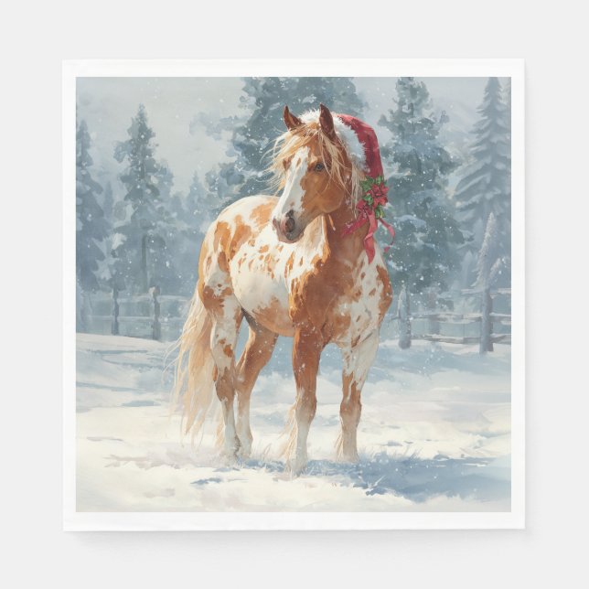 Servilleta De Papel Christmas Paper Napkin/Beautiful Appalossa Horse  (Anverso)