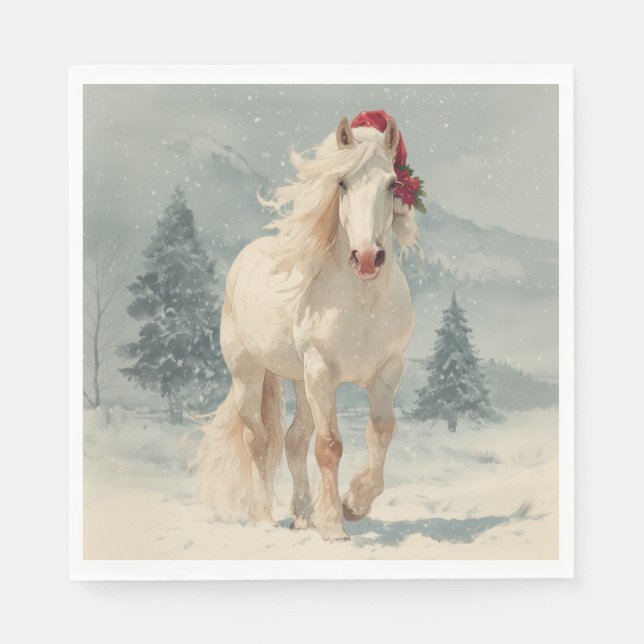 Servilleta De Papel Christmas Paper Napkin / Beautiful white horse (Anverso)