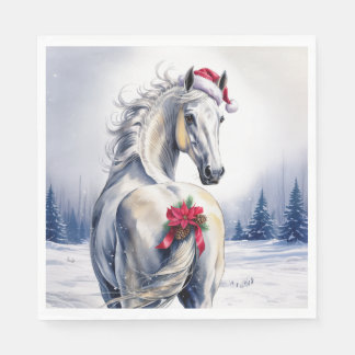 Servilleta De Papel Christmas Paper Napkin / Beautiful white horse