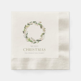 Servilleta De Papel Christmas Paper Napkin with Greenery Wreath