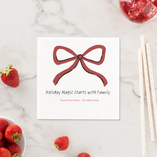 Servilleta De Papel Christmas Paper Napkin with Trees & Hearts (In situ)