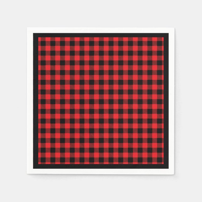 Servilleta De Papel Christmas Paper Napkins Red & Black Buffalo Plaid (Anverso)