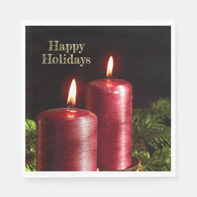 Servilleta De Papel Christmas Party Red Candles Winter Holidays (Anverso)