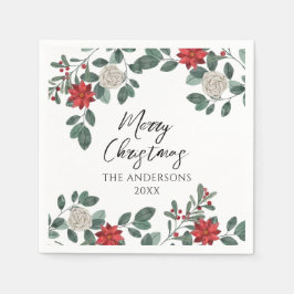Servilleta De Papel Christmas Party Red Green Floral