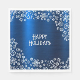 Servilleta De Papel Christmas Party White Snowflakes Navy Blue