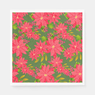 Servilleta De Papel Christmas Poinsettia Green