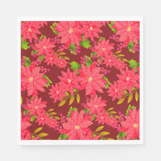 Servilleta De Papel Christmas Poinsettia Red