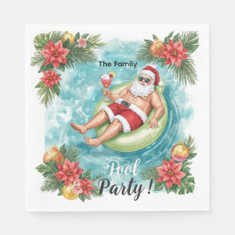 Servilleta De Papel Christmas Pool Party with Santa Claus 