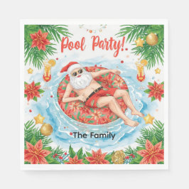 Servilleta De Papel Christmas Pool Party with Santa Claus 