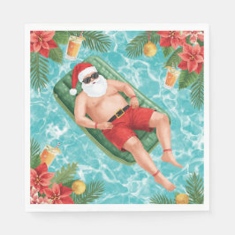 Servilleta De Papel Christmas Pool Party with Santa Claus 