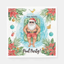 Servilleta De Papel Christmas Pool Party with Santa Claus 