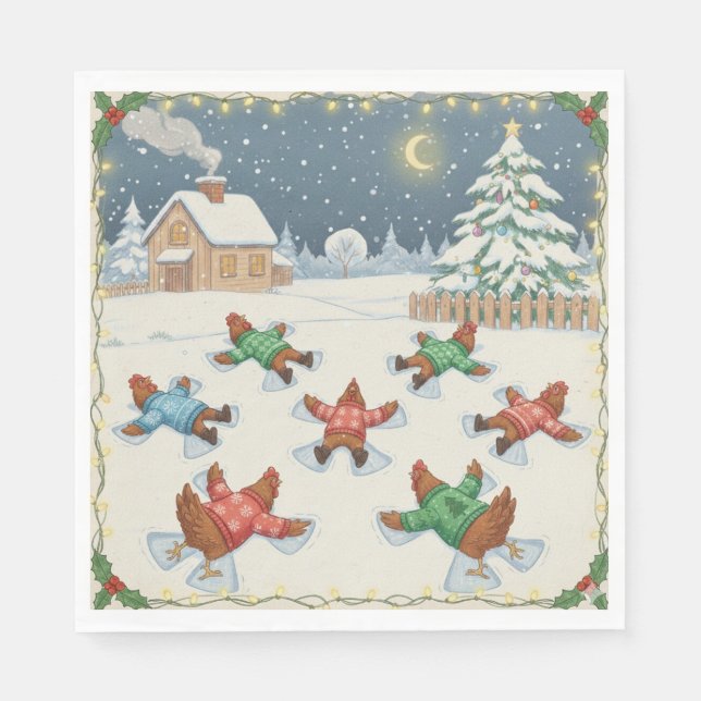 Servilleta De Papel Christmas Poultry in Motion, Napkins (Anverso)