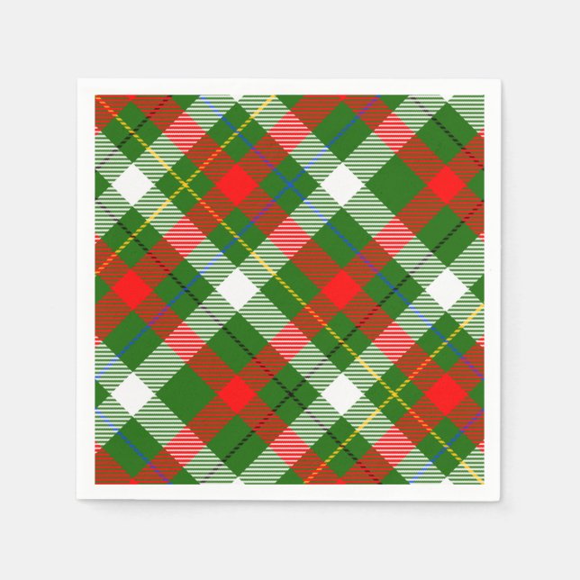 Servilleta De Papel Christmas Red Green White Flannel Plaid Design  (Anverso)