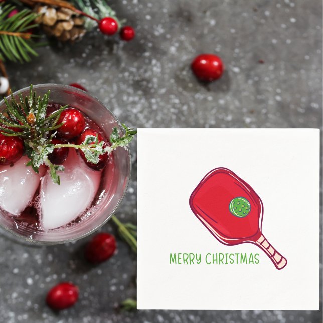 Servilleta De Papel Christmas Red Pickleball Paddle Design Festive (Subido por el creador)