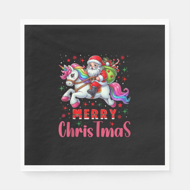 Servilleta De Papel Christmas Santa Claus Riding a Unicorn Tank Top (Anverso)