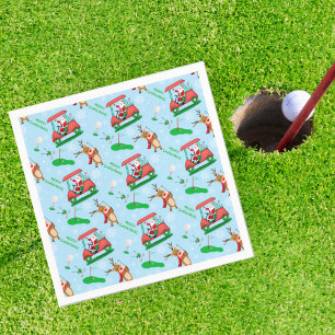 Servilleta De Papel Christmas Santa Golfing With Reindeer Pattern 