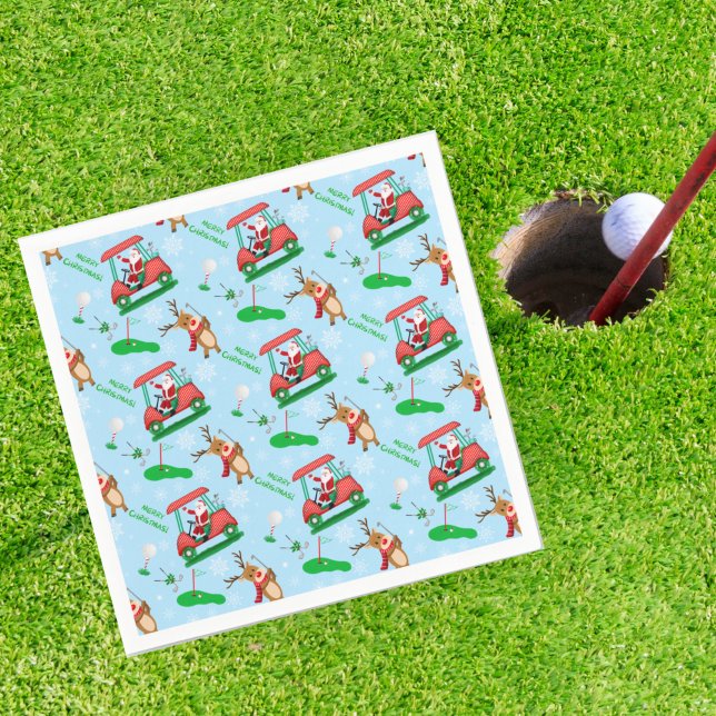 Servilleta De Papel Christmas Santa Golfing With Reindeer Pattern  (Subido por el creador)