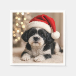 Servilleta De Papel Christmas Shih Tzu Dog With Santa Hat
