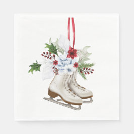 Servilleta De Papel Christmas skating shoes with flowers and leaves