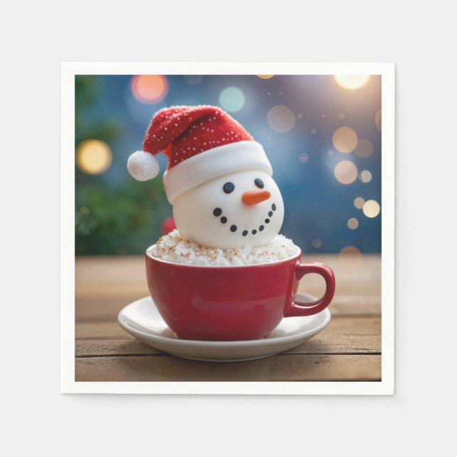 Servilleta De Papel Christmas Snowman In Hot Cocoa (Anverso)