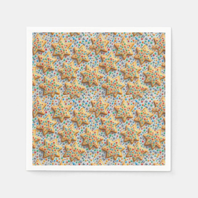 Servilleta De Papel Christmas Star Sugar Cookies With Sprinkles (Anverso)