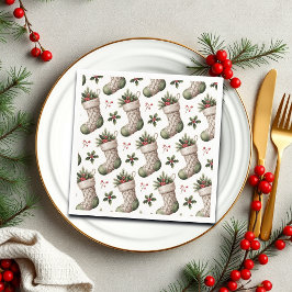 Servilleta De Papel Christmas Stockings Winter Berries