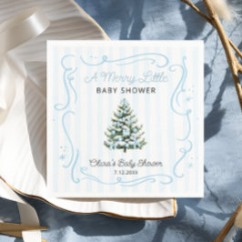Servilleta De Papel Christmas Tree Blue Winter Baby Shower