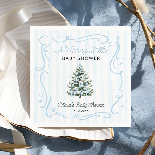 Servilleta De Papel Christmas Tree Blue Winter Baby Shower (Subido por el creador)