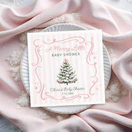 Servilleta De Papel Christmas Tree Pink Winter Baby Shower
