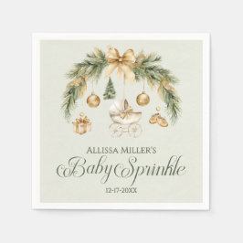 Servilleta De Papel Christmas Watercolor Greenery Winter Baby Sprinkle