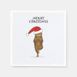 Servilleta De Papel Christmas yoga cat your text