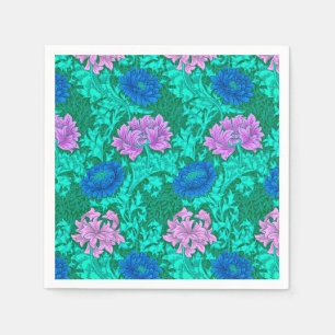 Servilleta De Papel Chrysanthemums, Aqua y Violet