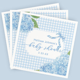Servilleta De Papel Chubasquero Azul de Hortensia para Baby Shower de 
