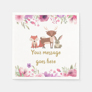 Servilleta De Papel Chubasquero de Animales del Bosque Rosa para Baby