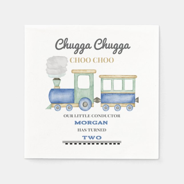 Servilleta De Papel Chugga Choo, el segundo cumpleaños del niño, tren  (Anverso)
