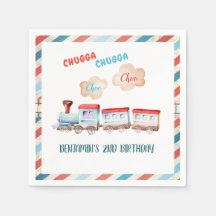 Chugga Choo Vintage Train Boy Red Blue Birday