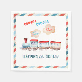Servilleta De Papel Chugga Choo Vintage Train Boy Red Blue Birday
